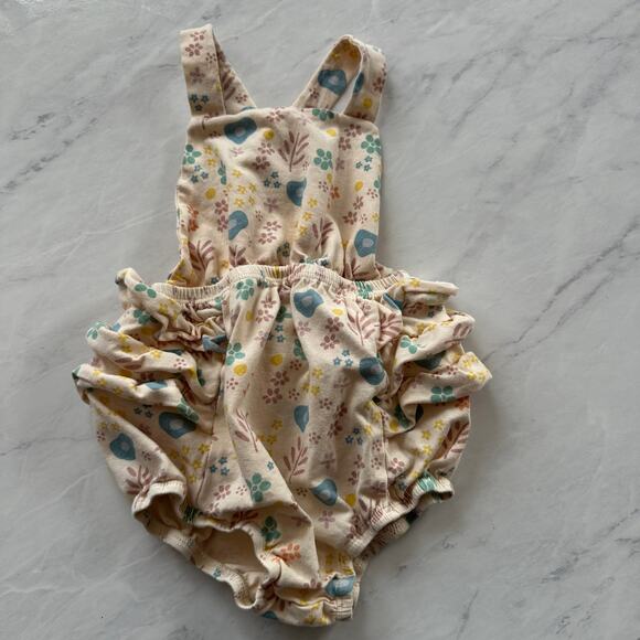 Alice + Ames girls floral romper ruffle bubble sz 4 sun suit straps one pc color - Picture 1 of 8